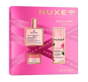 Nuxe Pink Fever zestaw prezentowy olejek do ciała 50 ml + woda micelarna 100 ml + balsam do ust 15 ml