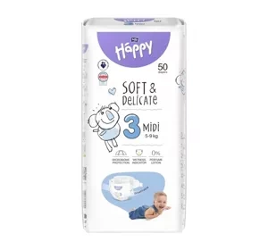 Bella Baby Happy Soft&Delicate 3 Midi pieluchy 5-9 kg 50 sztuk