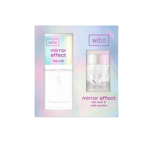 Wibo Mirror Effect zestaw do paznokci top coat 8,5 ml + pyłek
