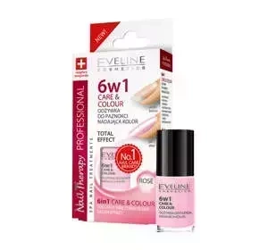 Eveline Cosmetics Nail Therapy 6w1 Care&Colour Salon Effect odżywka do paznokci Rose 5 ml