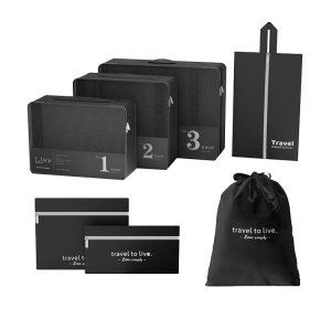 eCarla zestaw kosmetyczek i organizatorów KS142 Czarny 7 sztuk