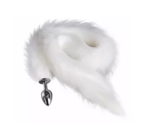 Metalowy korek analny z białym ogonem