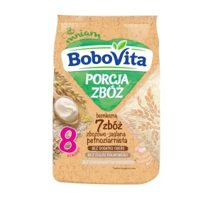Bezmleczna kaszka zbożowo-jaglana pełnoziarnista po 8 miesiącu BoboVita Porcja Zbóż