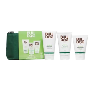 Bulldog Original Skincare Kit zestaw kosmetyków do pielęgnacji dla mężczyzn żel do mycia twarzy Original 150 ml + krem do twarzy Original 100 ml + scrub Original 125 ml + kosmetyczka