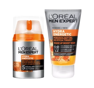 LOREAL MEN EXPERT HYDRA ENERGETIC ŻEL DO MYCIA TWARZY + KREM NAWILŻAJĄCY