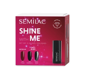Semilac Shine With Me zestaw hybrydowy 592 Jelly Cherry 7 ml + 958 Jelly Blackberry 7 ml + 959 Disco Black 7 ml