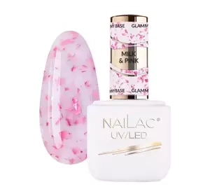 NaiLac Glammy Base baza kauczukowa Milk & Pink 7ml