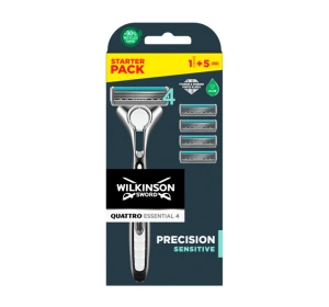 Wilkinson Sword Quattro Titanium Sensitive maszynka do golenia dla mężczyzn rączka + 5 wkładów