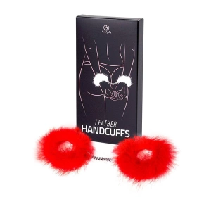 Secret Play erotyczne kajdanki z czerwonych piór syntetycznych 1 para