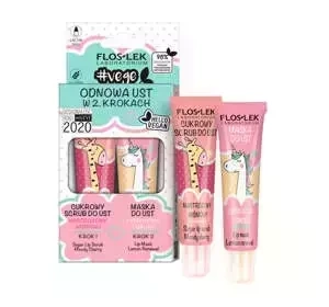 Floslek Lip Care Vege Odnowa zestaw do pielęgnacji ust cukrowy scrub wiśniowy i maska cytrynowa 2 x 14 g