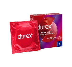 Durex Feel Thin Extra Lubricated cienkie prezerwatywy nawilżane 3 szt