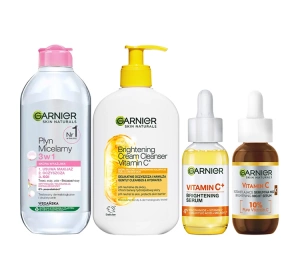 Garnier zestaw serum na noc Vitamin C 30 ml + emulsja do mycia twarzy Vitamin C 250 ml + płyn micelarny 400 ml + GRATIS serum na przebarwienia Vitamin C 30 ml