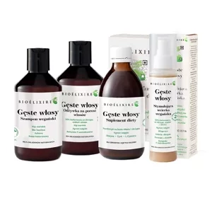 Bioelixire Gęste Włosy kompleksowa kuracja dla włosów wypadających 300 ml + 300 ml + 300 ml + 150 ml