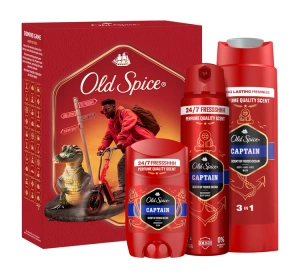 Old Spice Captain zestaw prezentowy żel pod prysznic 3w1 250 ml + dezodorant w sztyfcie 50 ml + dezodorant w sprayu 150 ml