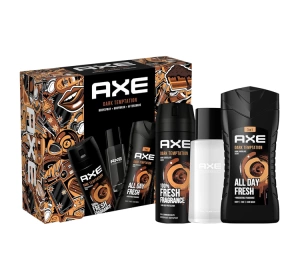 Axe Dark Temptation żel pod prysznic 250 ml + dezodorant spray 150 ml + woda po goleniu 100 ml