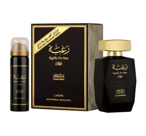 Lattafa Raghba woda perfumowana spray 100 ml + dezodorant spray 50 ml
