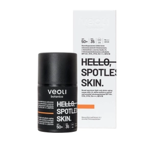 Veoli Botanica Hello, Spotless Skin szerokopasmowy lekki krem ochronny SPF50+ z 1% ekstraktem z morwy białej i tetraizopalmitynianem askorbylu 50 ml
