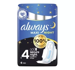Always Maxi Night podpaski higieniczne ze skrzydełkami 4 Secure Night 6 szt