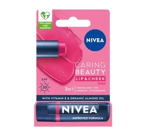 NIVEA Caring Beauty pielęgnująca pomadka do ust i policzków 3w1 Pink 4,8g