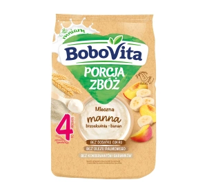 BoboVita Porcja Zbóż mleczna manna po 4 miesiącu Brzoskwinia-Banan 210 g