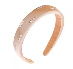 eCarla opaska do włosów z perełkami O533K Beżowa