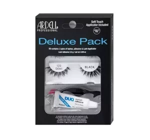 Ardell Deluxe Pack zestaw 2 pary sztucznych rzęs 120 Demi Black + klej + aplikator