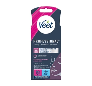 Veet Professional plastry z woskiem do depilacji twarzy skóra normalna 20 sztuk