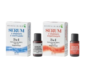 Bioelixire zestaw silikonowe serum do włosów Argan 20 ml + serum Czarnuszka 20 ml