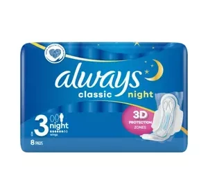 Always Classic podpaski higieniczne ze skrzydełkami 3 Night 8 sztuk