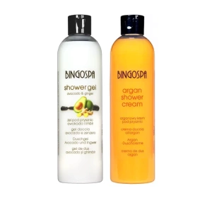 BingoSpa zestaw żel pod prysznic Awokado i Imbir 300 ml + arganowy krem pod prysznic Brzoskwinia 300 ml