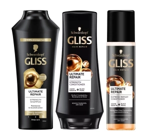 Gliss Ultimate Repair zestaw do włosów suchych i zniszczonych szampon + odżywka + odżywka spray