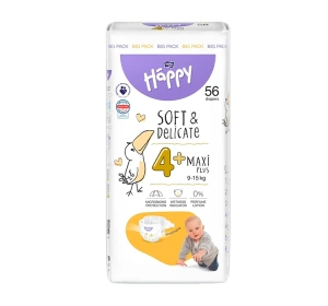 Bella Baby Happy Soft & Delicate 4+ Maxi Plus 9-15kg pieluchy 56 sztuk