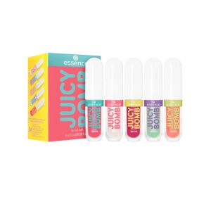 Essence Juicy Bomb zestaw olejków do ust 01 Coconut Crush 2,4 ml + 02 Strawberry Star 2,4 ml + 03 Mandarin Miracle 2,4 ml + 04 Mint Magic 2,4 ml + 05 Cherry Cheer 2,4 ml
