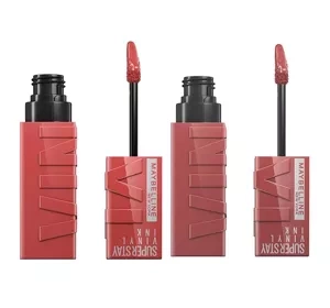 Maybelline Superstay Vinyl Ink zestaw winylowych pomadek do ust 15 Peachy 4,2 ml + 35 Cheeky 4,2 ml