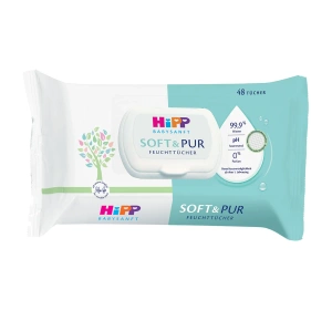 HIPP Soft&Pur nawilżane chusteczki oczyszczające dla dzieci od urodzenia 48 sztuk