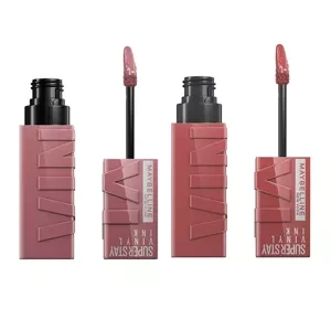 Maybelline Superstay Vinyl Ink zestaw winylowych pomadek do ust 110 Awestruck 4,2 ml + 35 Cheeky 4,2 ml