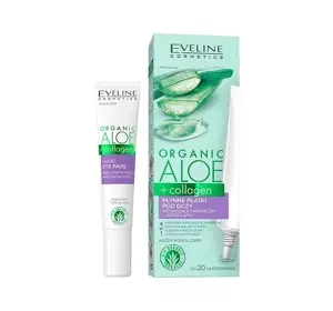 Eveline Cosmetics Organic Aloe + Collagen płynne płatki pod oczy redukujące zmarszczki i kurze łapki 20 ml