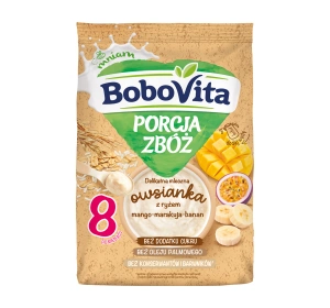 BoboVita Porcja Zbóż mleczna owsianka z ryżem po 8 miesiącu Mango-Marakuja-Banan 210 g