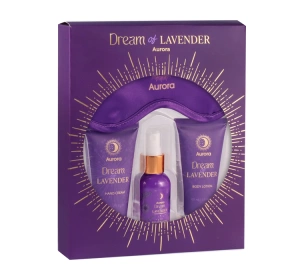 Aurora Dream of Lavender zestaw prezentowy mgiełka do ciała i poduszki 50 ml + balsam do ciała 60 ml + krem do rąk 60 ml + opaska na oczy