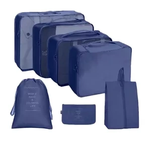 eCarla zestaw kosmetyczek i organizatorów Granatowy 7 sztuk