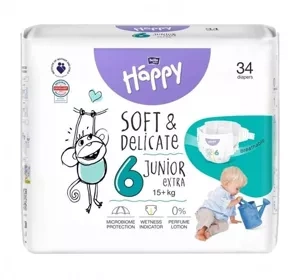 Bella Baby Happy Soft&Delicate 6 Junior Extra pieluchy 15+ kg 34 sztuk