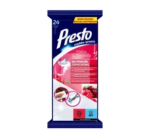 Presto nawilżane ściereczki do podłóg Malina i Żurawina 24 sztuki