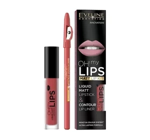 Eveline Cosmetics Oh My Lips zestaw pomadka w płynie i konturówka 15 Deep Coral