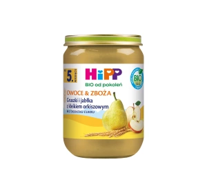 HIPP Bio deserek w słoiczku dla dzieci po 5 miesiącu Gruszki i jabłka z kleikiem orkiszowym 190 g