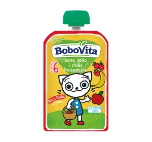 BoboVita mus owocowy po 6 miesiącu Banan, Jabłko i Słodka Truskaweczka 100 g