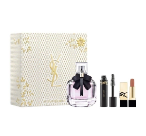 Yves Saint Laurent woda perfumowana Mon Paris 50 ml + tusz do rzęs Lash Clash 2 ml + pomadka do ust Rouge Pur Couture Nu Muse 1,3 g