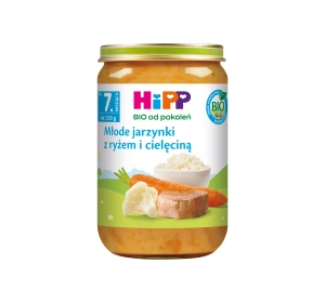 HIPP Bio obiadek w słoiczku Młode jarzynki z ryżem i cielęciną po 7 miesiącu 220 g