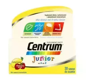 CENTRUM JUNIOR SUPLEMENT DIETY Z WITAMINAMI I SKŁADNIKAMI MINERALNYMI DLA DZIECI 30 TABLETEK 56G