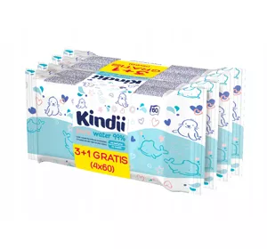 CLEANIC KINDII PURE WATER 99% NAWILŻANE CHUSTECZKI DLA DZIECI I NIEMOWLĄT 4x60 SZTUK