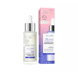 EVELINE PEEL SHOT 15% KWAS GLIKOLOWY SERUM PEELINGUJĄCE DO TWARZY, SZYI I DEKOLTU 30ML